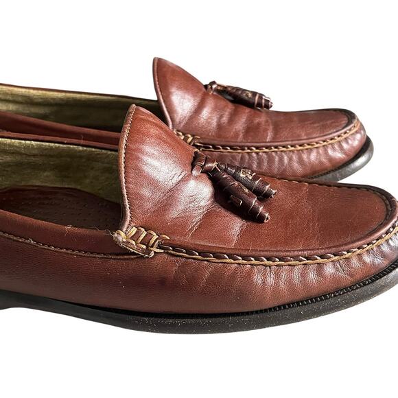 Bragano Tassel Leather Dress Loafers Men\'s Size 8.5 M Brown Crafted in Italy main image 14
